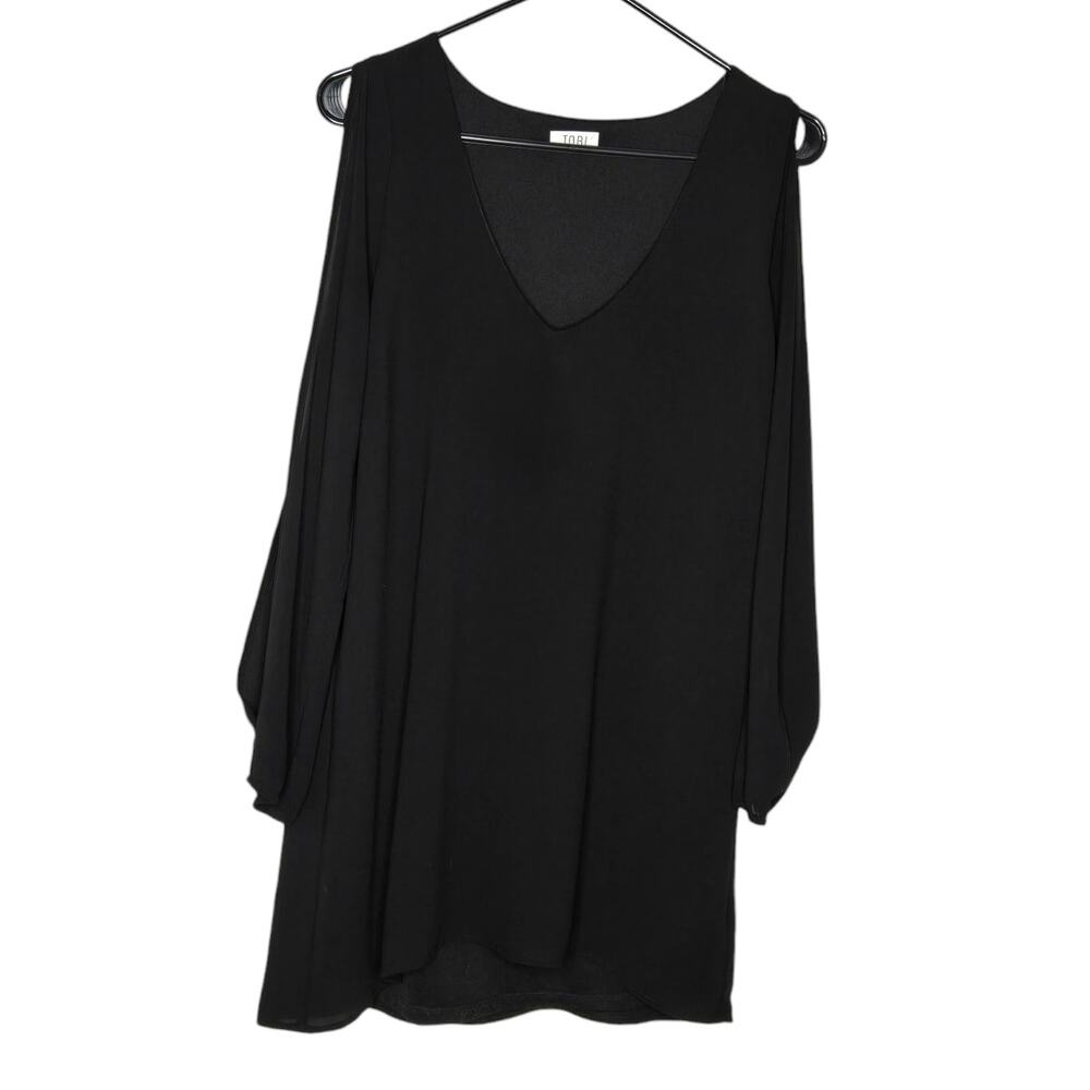 Tobi Black Long Open Sleeve V-Neck Blouse Women's Large